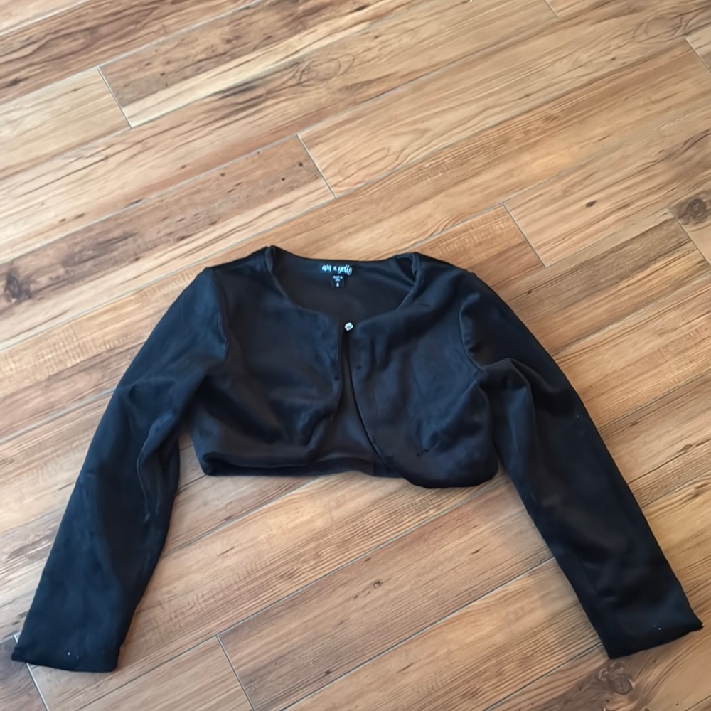Girls Black Cropped Cardigan